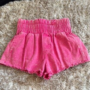 High waisted Pink Women's Denim‎ Shorts